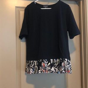 The Limited Elbow Sleeve Pleated Hem Top